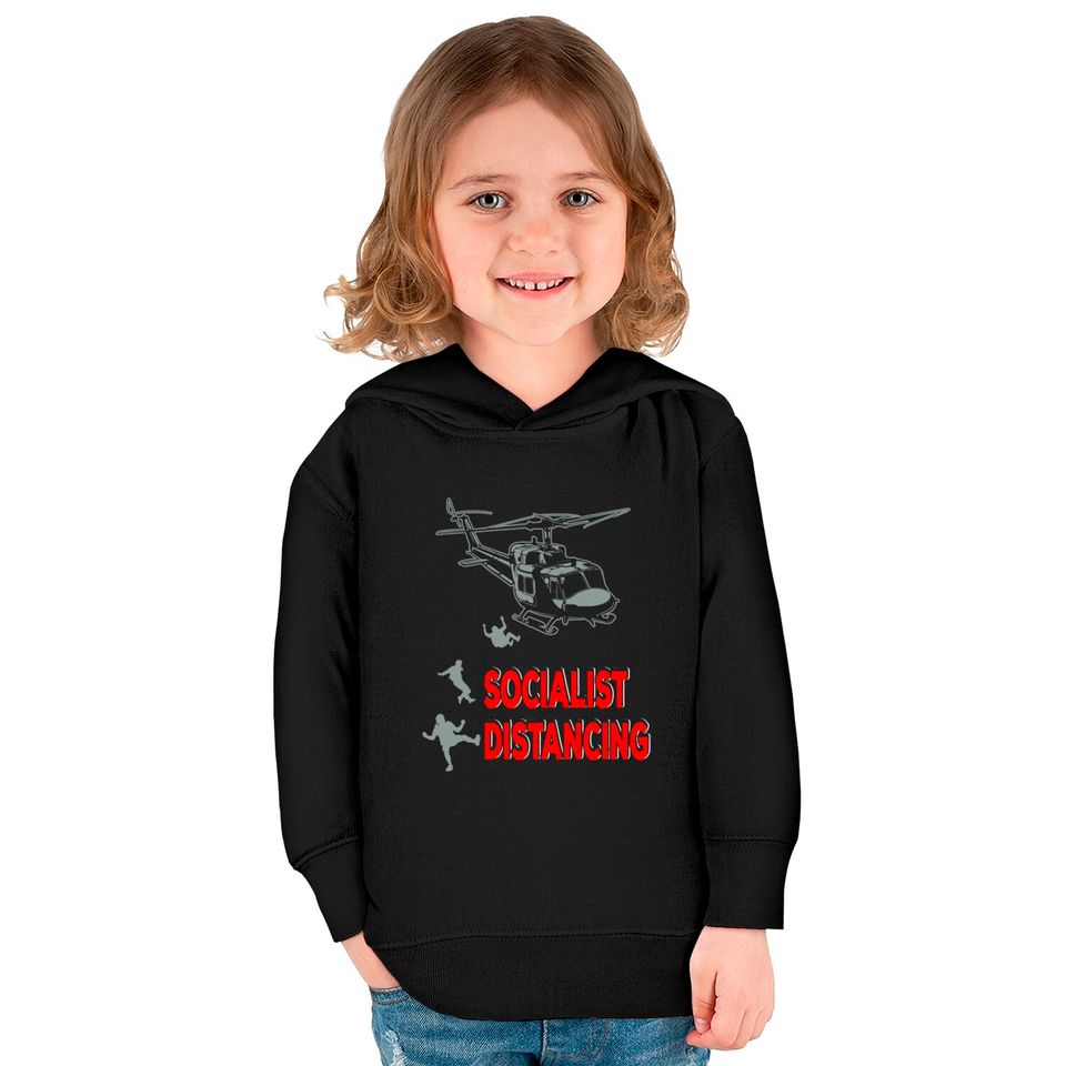 Funny Pilot Socialist Distancing Helicopter Gifts Kids Pullover Hoodies
