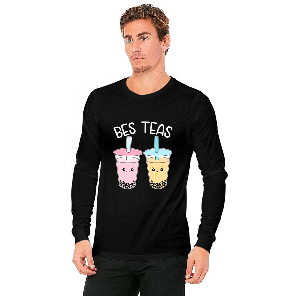 Bes Teas-Besties Bubble-Tea Cute Boba-Best-Friends Long Sleeves