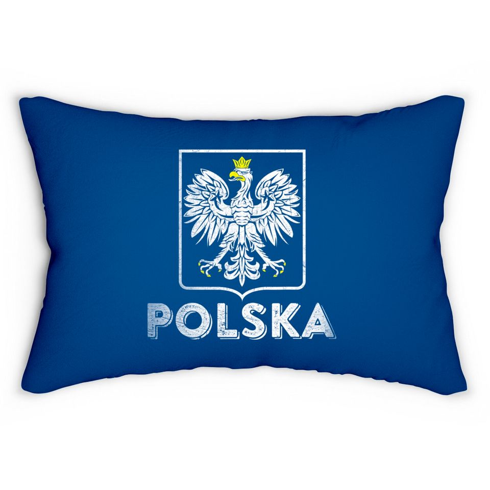 Polska Retro Style Lumbar Pillow Poland Lumbar Pillows Polish Soccer Lumbar Pillow