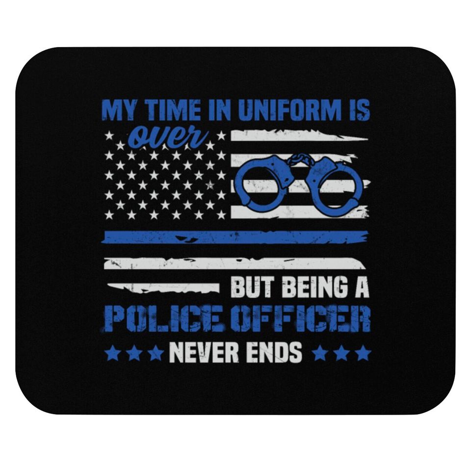Retired Police Law Enforcement Thin Blue Line Mouse Pads
