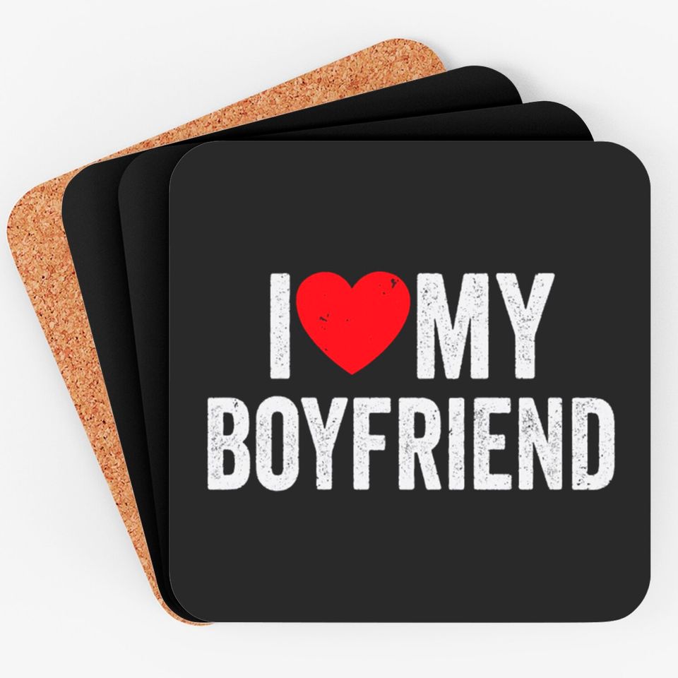 I Red Heart My Boyfriend BF I Love My Boyfriend Coasters