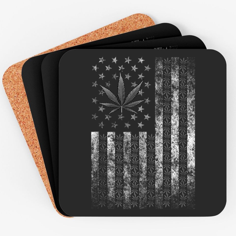 Weed Flag Coasters Marijuana Weed Leaf Flag Cannabis Stoner 420 Men