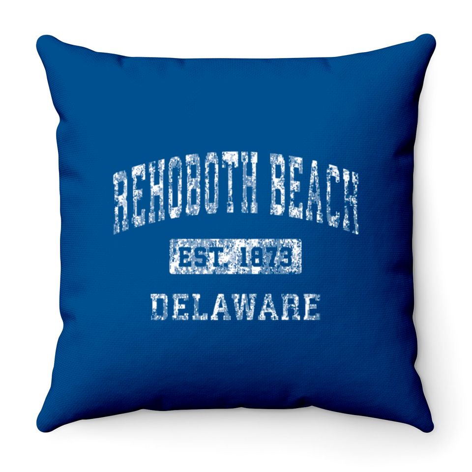 Rehoboth Beach Delaware DE Vintage Established Spo Throw Pillows