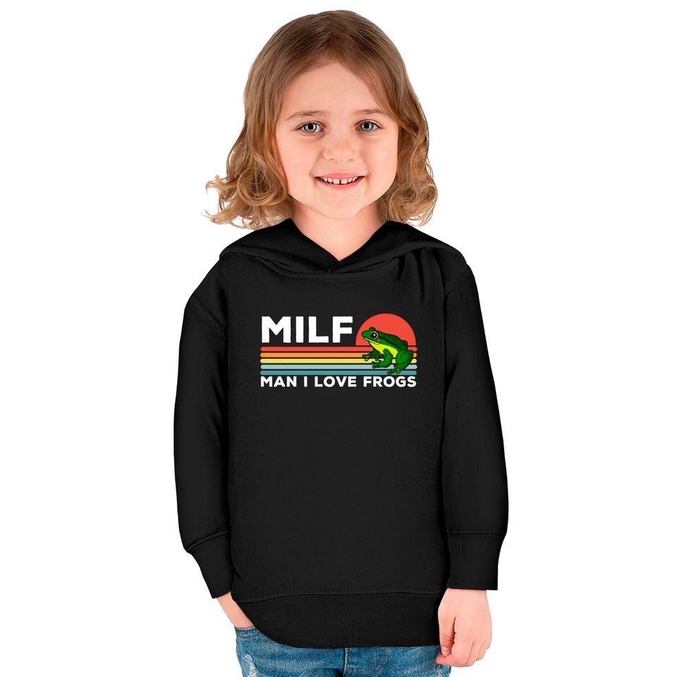 MILF: Man I Love Frogs Funny Frogs - Man I Love Frogs - Kids Pullover Hoodies