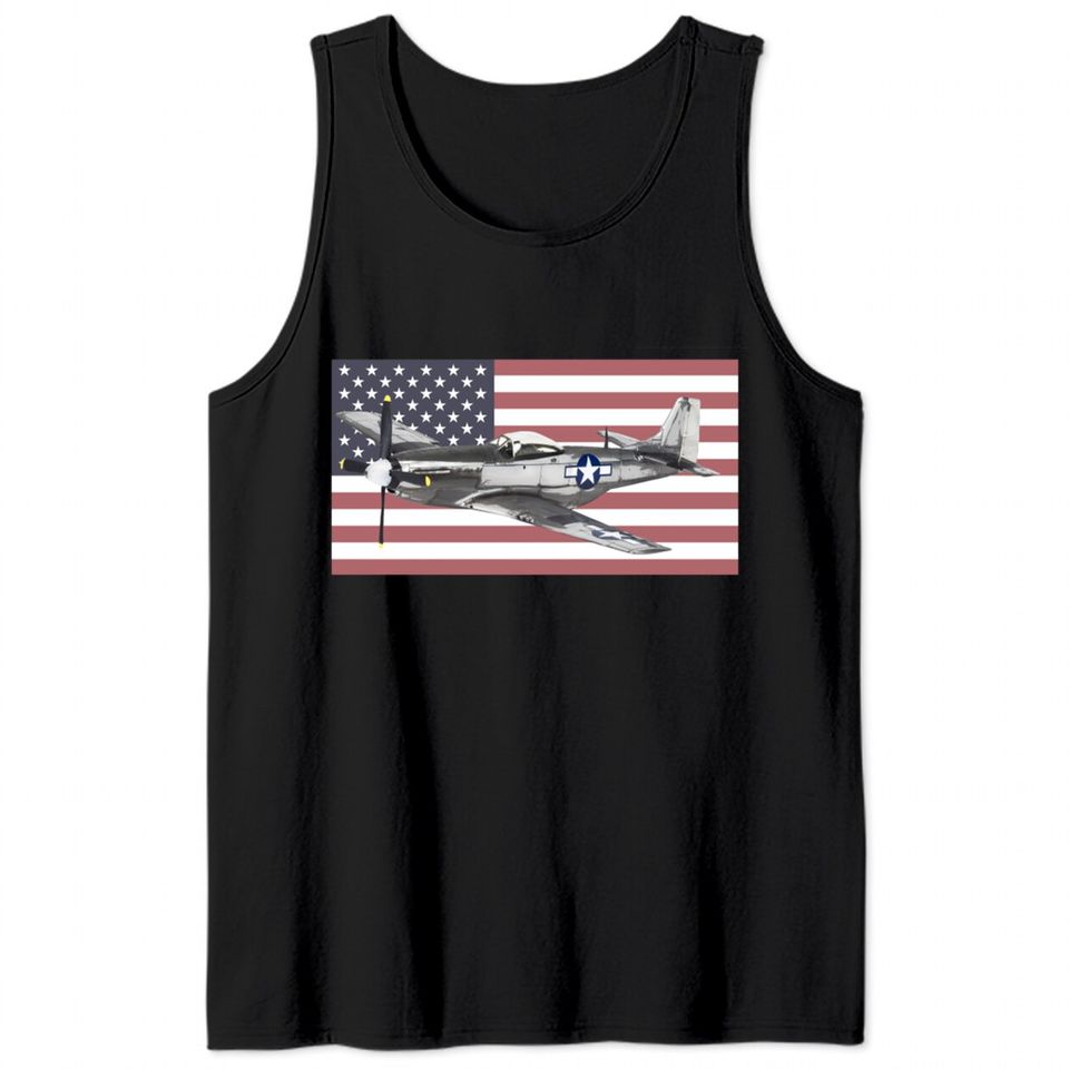 P-51 Mustang USAF USAAF WW2 WWII Fighter Plane Aircraft - P 51 Mustang - Tank Tops