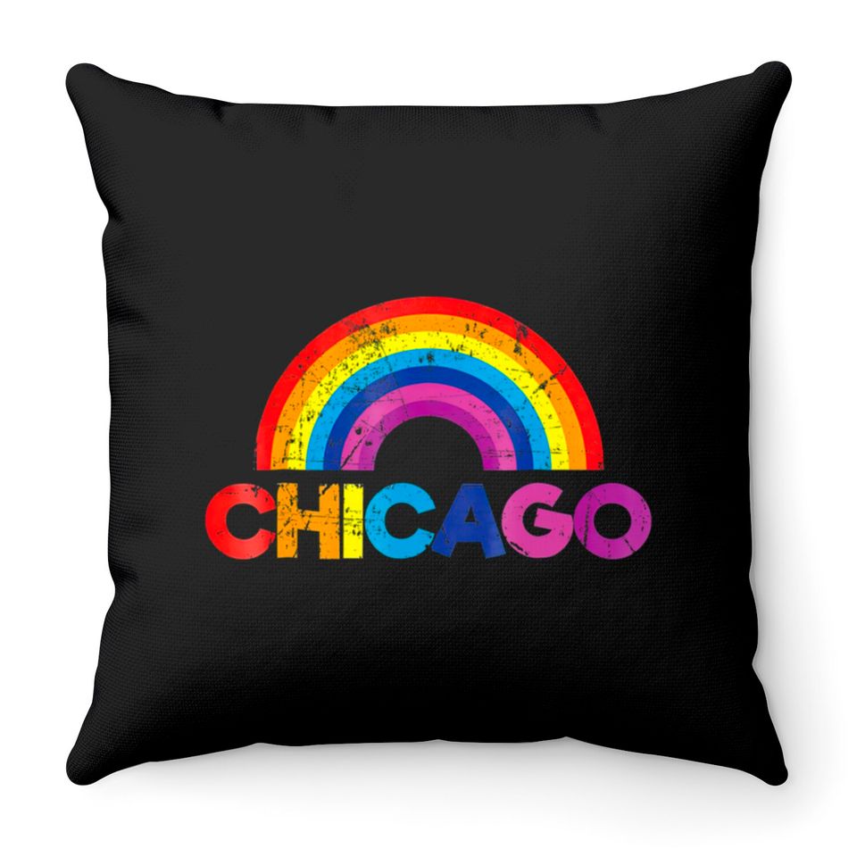 Chicago Rainbow LGBT Gay Pride Parade T Throw Pillows