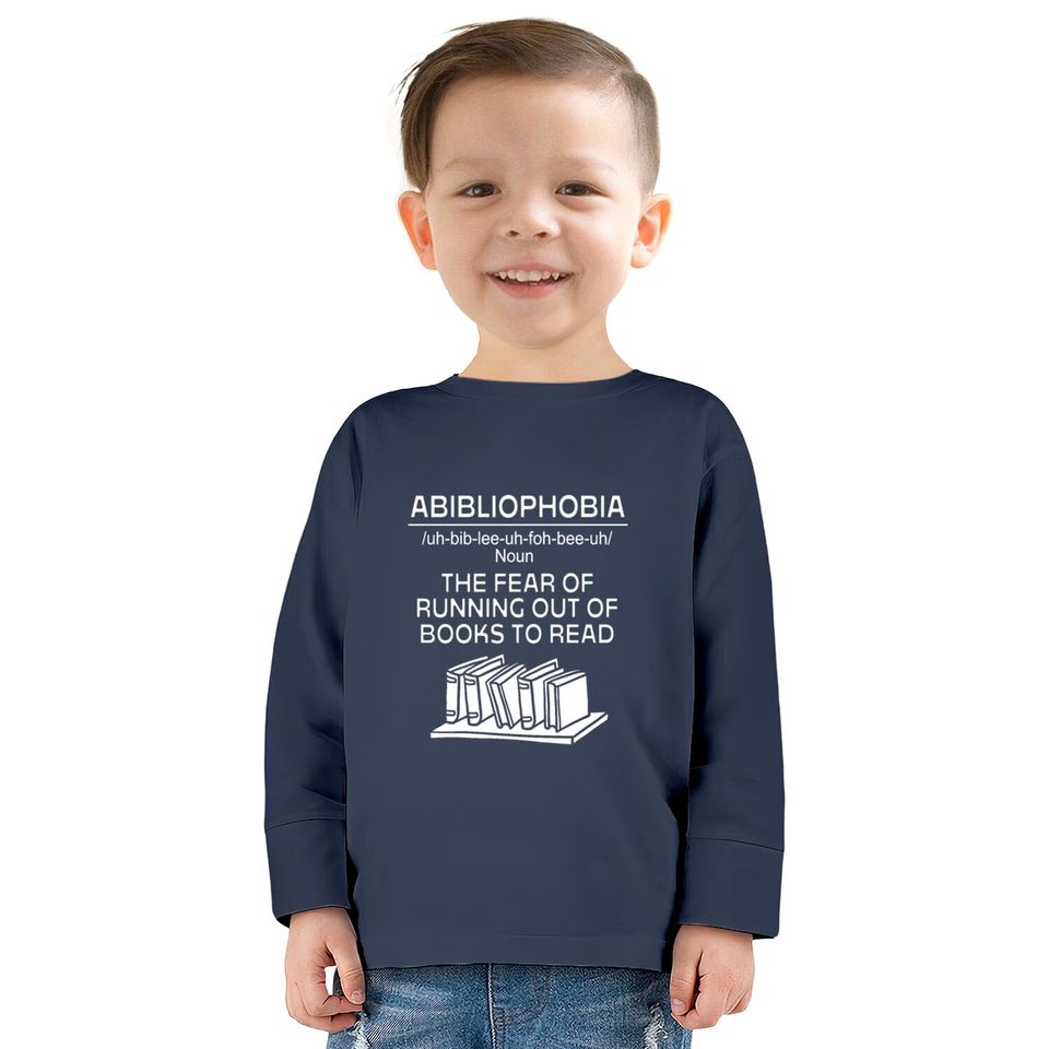 Bookworm Abibliophobia Definition  Kids Long Sleeve T-Shirts