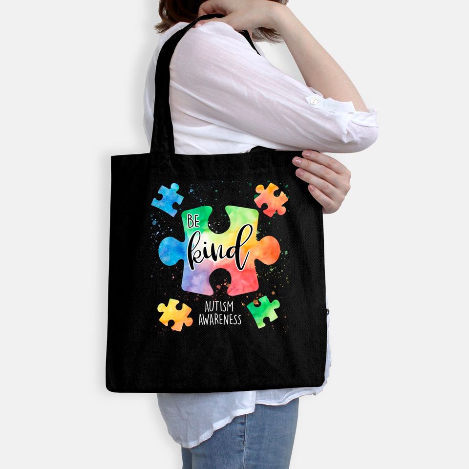Be Kind Puzzle Pieces Cute Autism Awareness Bags
