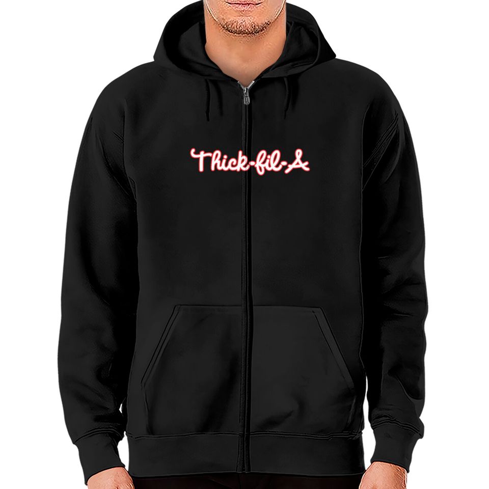 Thick Fil A, Stroke Color Zip Hoodies