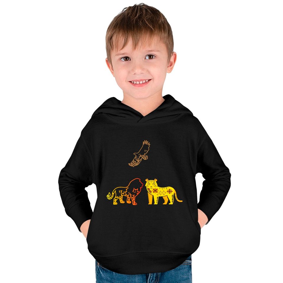 Lions And Tigers Kids Pullover Hoodies