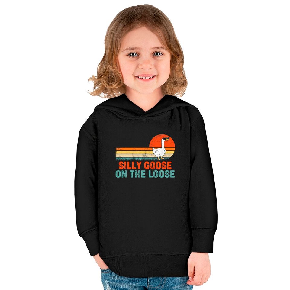 Silly Goose On The Loose Funny Saying Kids Pullover Hoodies