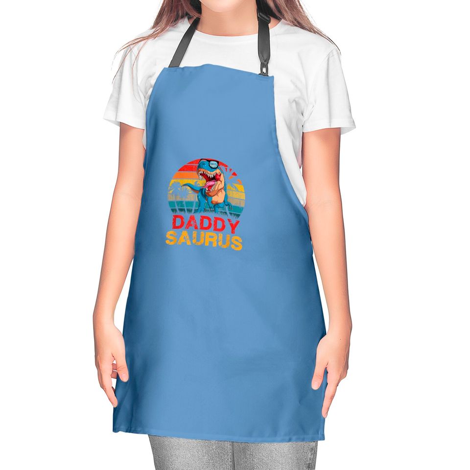 Daddysaurus Kitchen Apron Daddy Saurus Rex Gift For Dad Kitchen Aprons