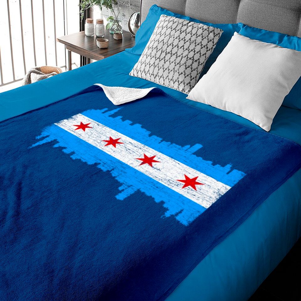 Chicago City Flag Skyline Vintage Retro - Chicago City Flag - Baby Blankets