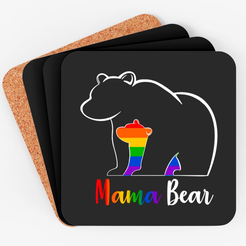 LGBT Mama Bear Gay Pride Equal Rights Rainbow Mom Love Hug Coasters