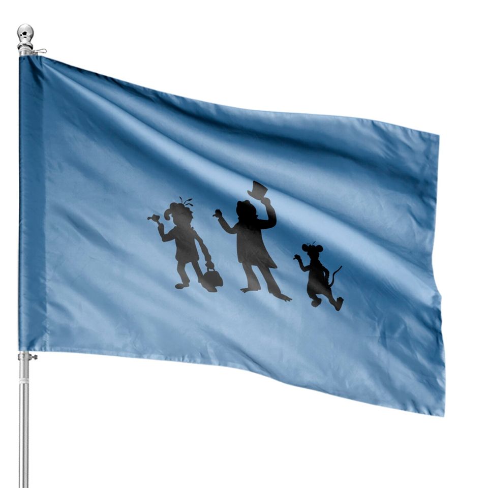 Hitchhiking Ghosts - Black silhouette - Haunted Mansion - House Flags