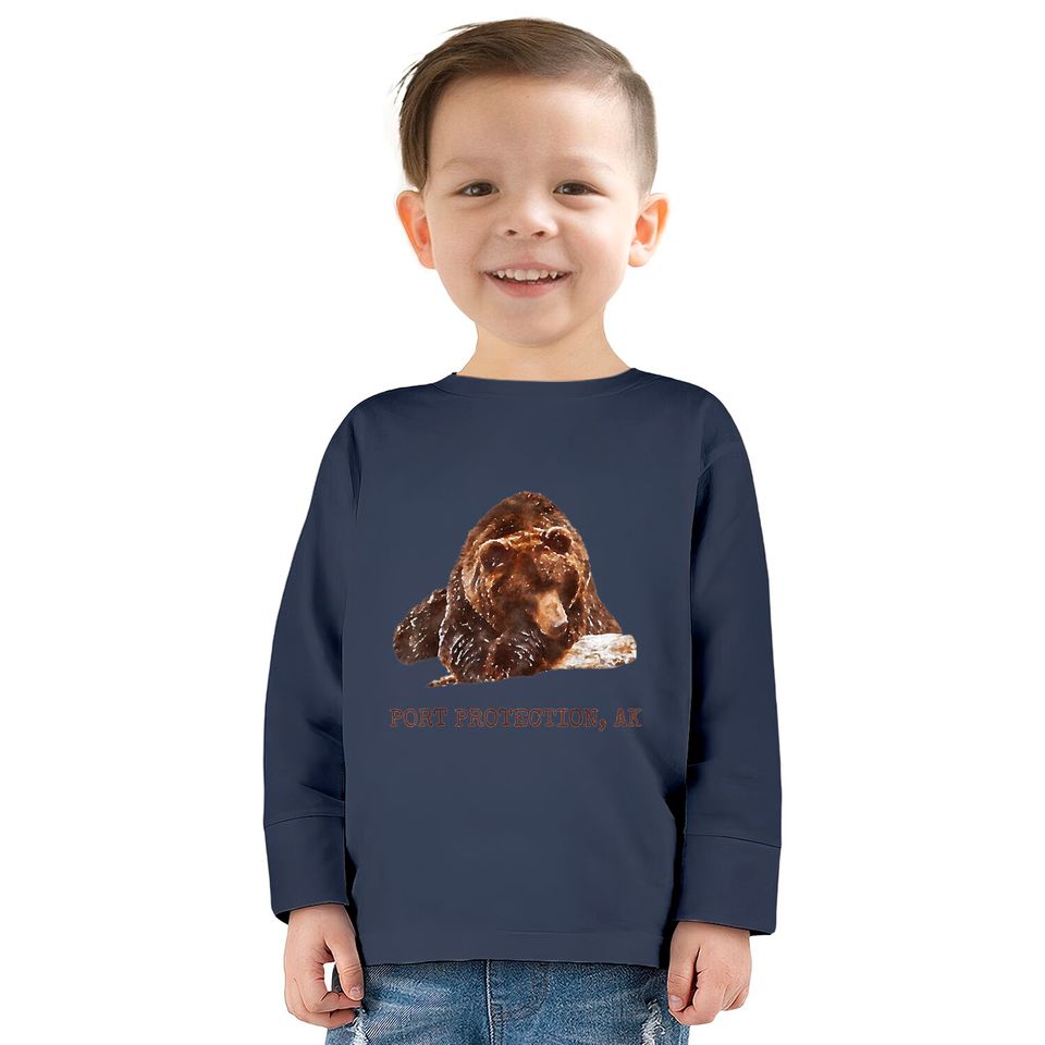 Port Protection Brown Grizzly Bear In Snow Alaska Pacific NW  Kids Long Sleeve T-Shirts Hoodies