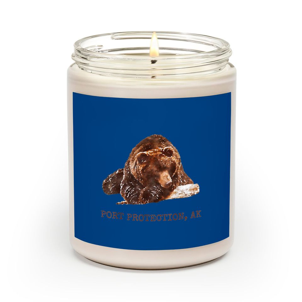 Port Protection Brown Grizzly Bear In Snow Alaska Pacific NW Scented Candles Hoodies
