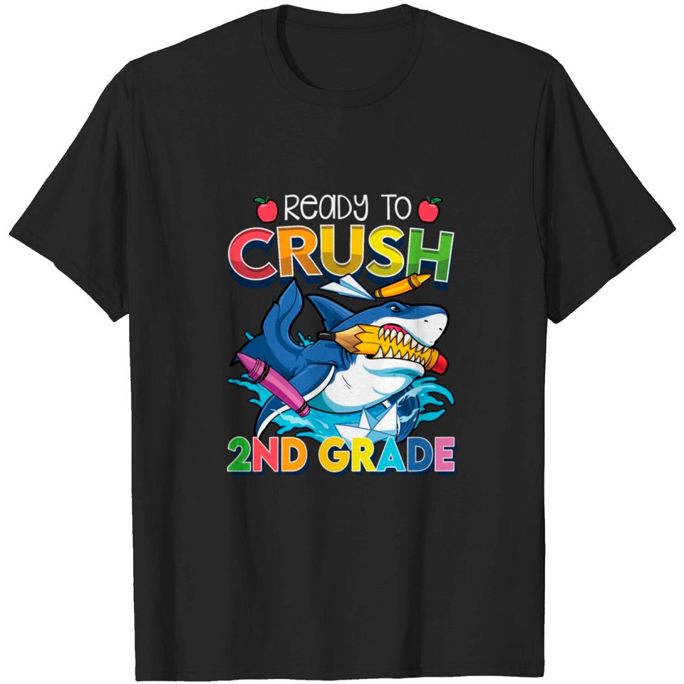 Ready To Crush 2nd Grade Shark Back To School Boys T-shirt