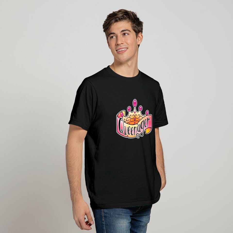 queenager tattoo banner and tiara - Queen Birthday - T-Shirt
