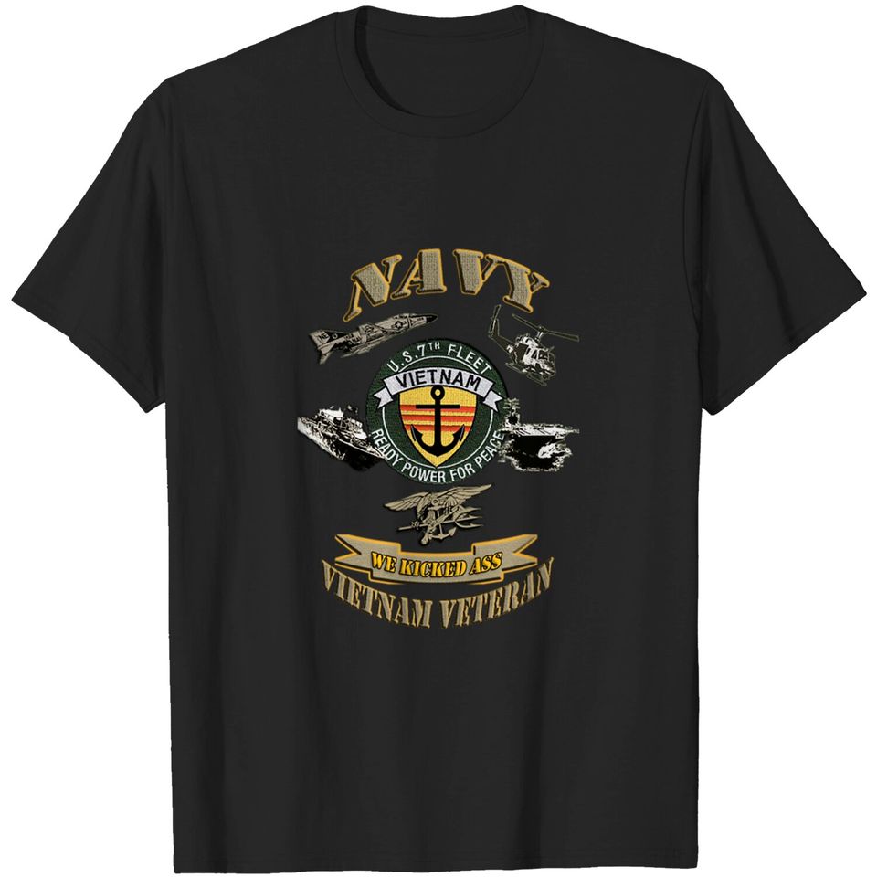 7TH FLEET VN WITH ANCHOR and trident vietnam veter T-shirt