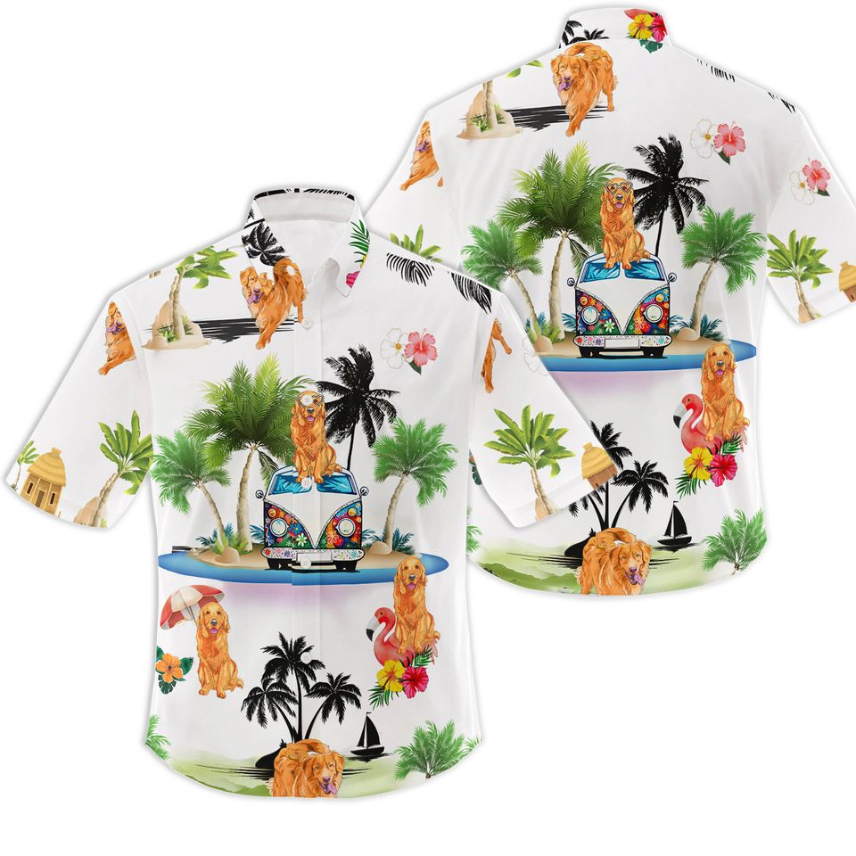 Tropical Golden Retriever Hawaiian Shirt