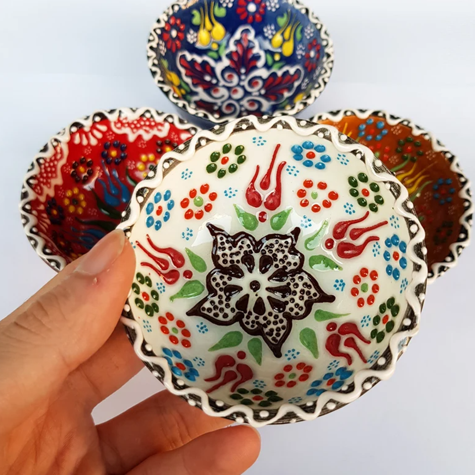 Set of 4 Ceramic Bowls, Handmade Turkish Ceramic Bowl Set, Ceramic Large Bowl, Handmade Pottery, Christmas Gifts, Ceramic Home Decor