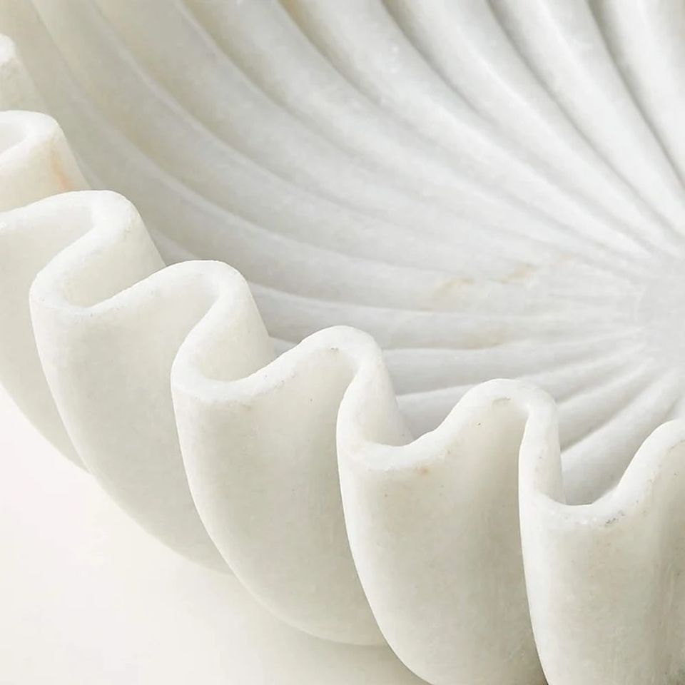 Marble Fluted Bowl, Scalloped Bowl, Marble Ruffle Bowl, Marble Jewellery Dish
