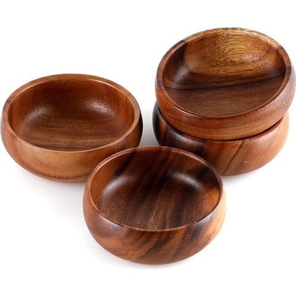 Handmade Bamboo Bowl, Tiny Wood Bowl, Bamboo Bowl Set of 4, Small Bowl