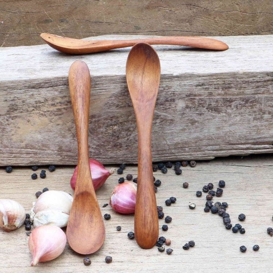 Small wooden spoon for serving herbs, salt, eggs or jam