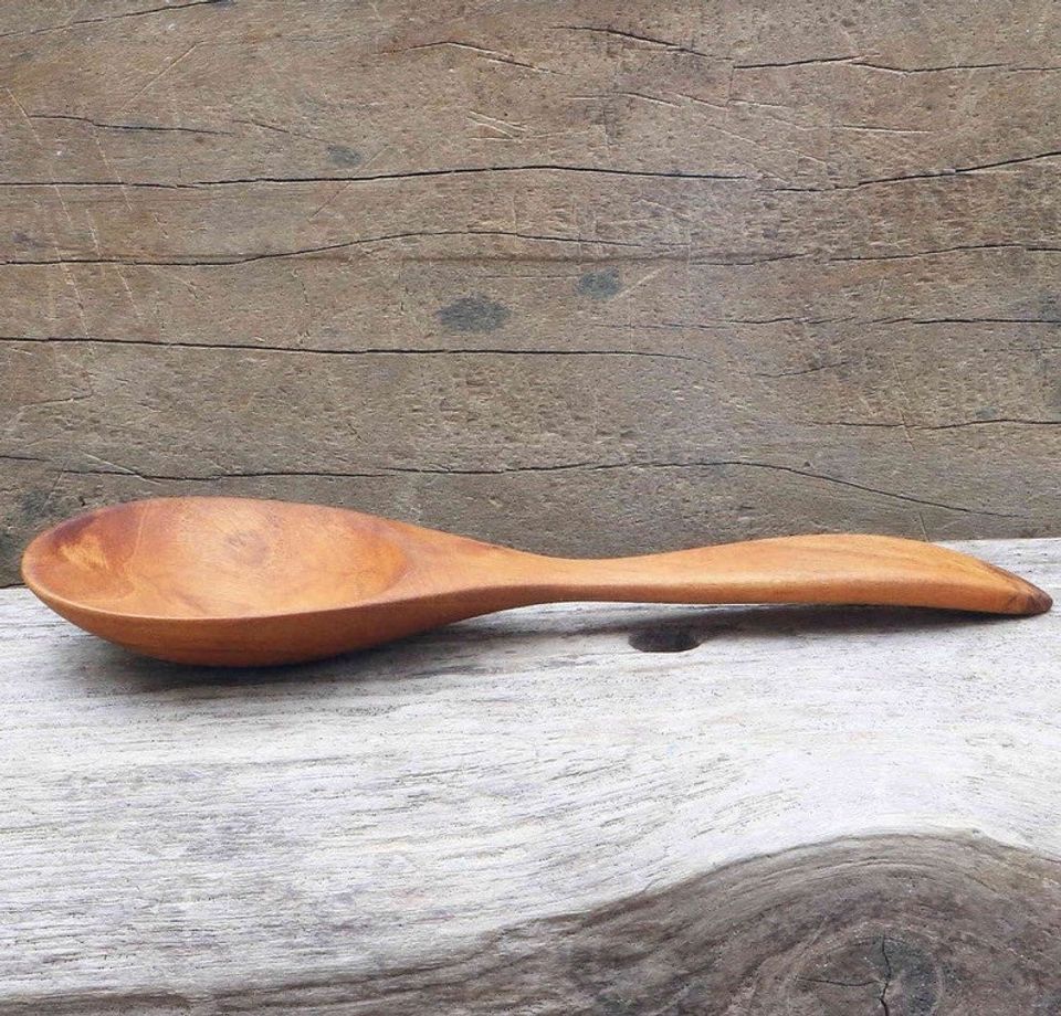 Short handled wooden spoon “Almira” handcrafted from solid teakwood