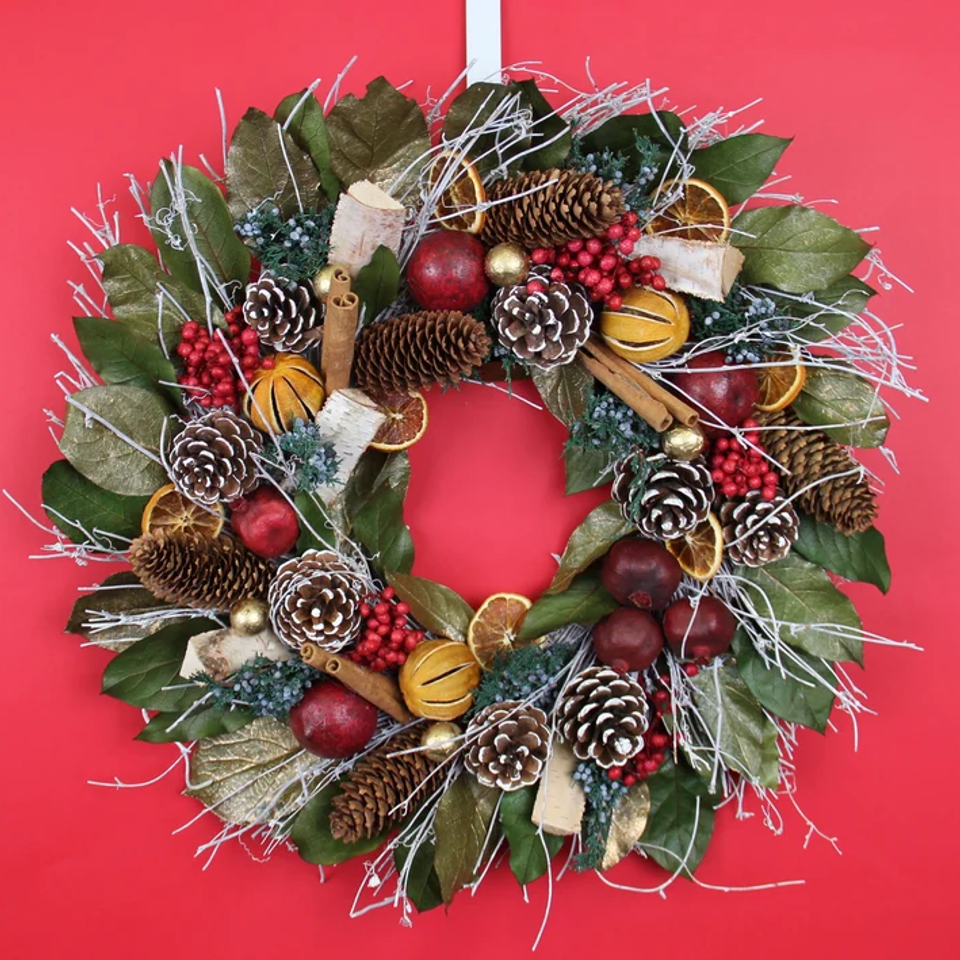 Pomegranate Citrus Spice Holiday Wreath, Wreath For Christmas