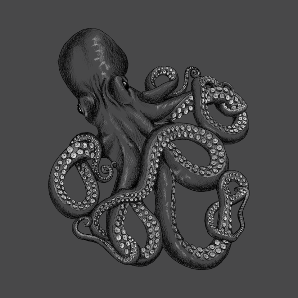 Realistic Octopus - Two Tone - Octopus - T-Shirt