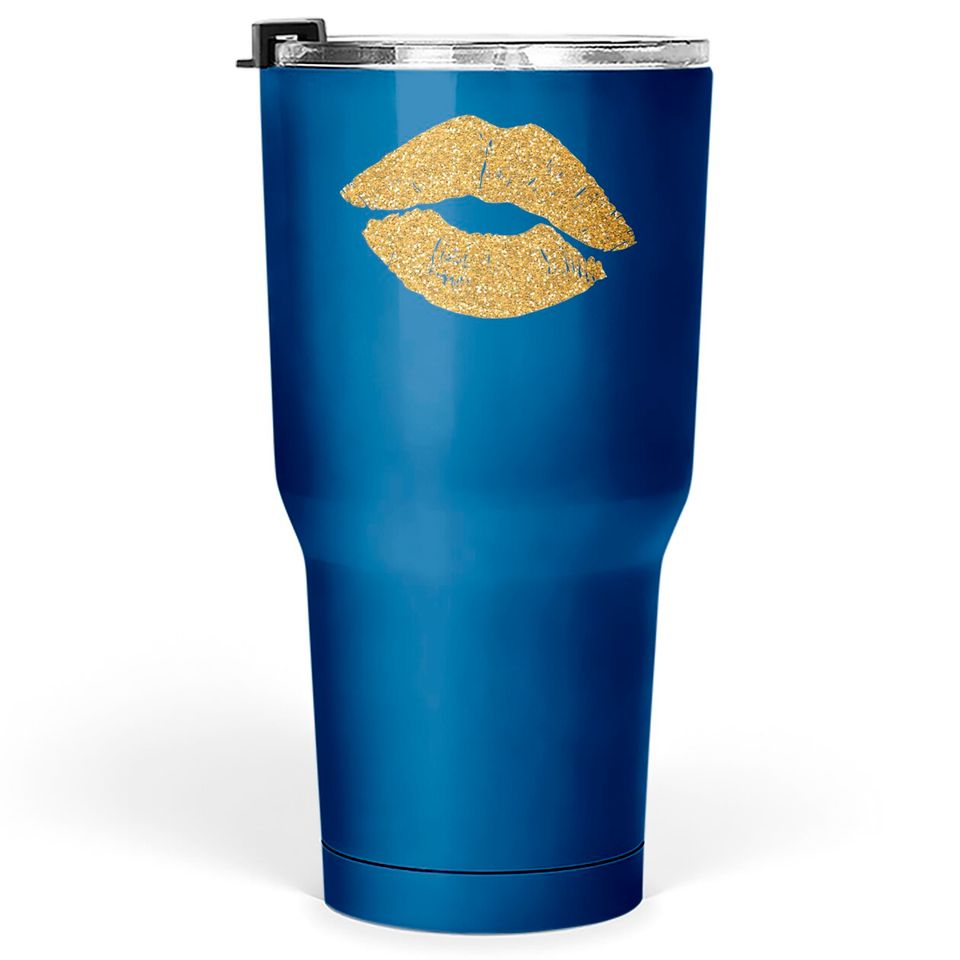 Gold Glittery Lips - Lips - Tumblers 30 oz