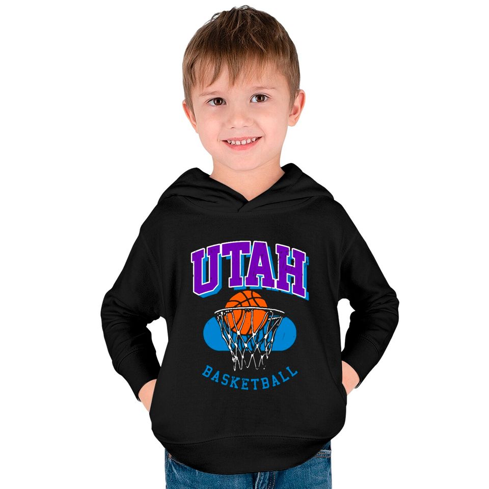 Vintage Utah Basketball - Jazz - Kids Pullover Hoodies