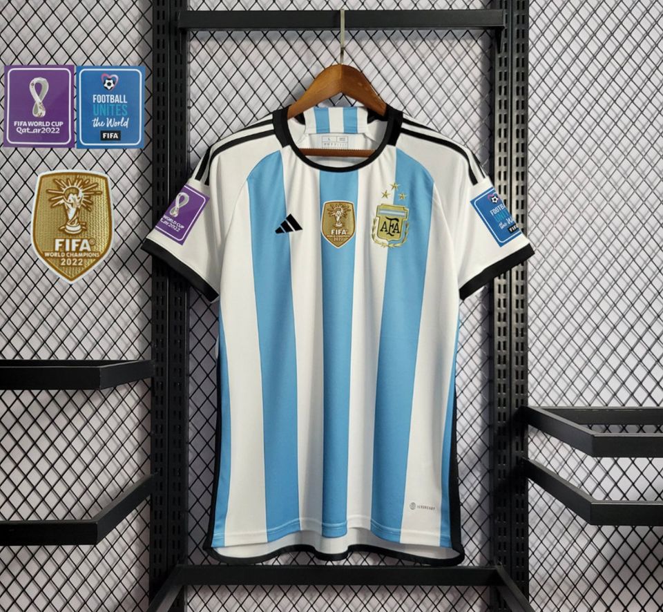 Argentina Messi #10 - New 3 Stars Champions Logo Qatar 2022 Jersey