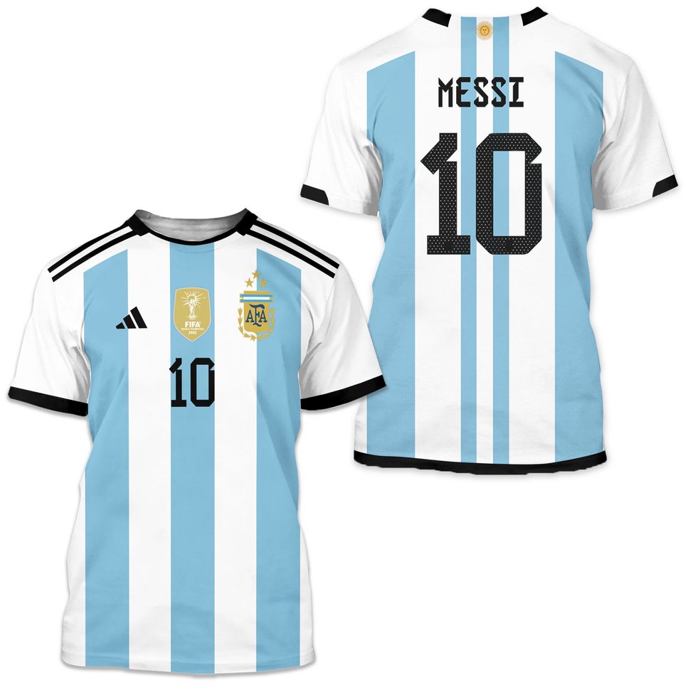 Argentina Messi #10 Soccer Youth Fan- Qatar 2022- Argentina Casa Messi #10 3D T-Shirt
