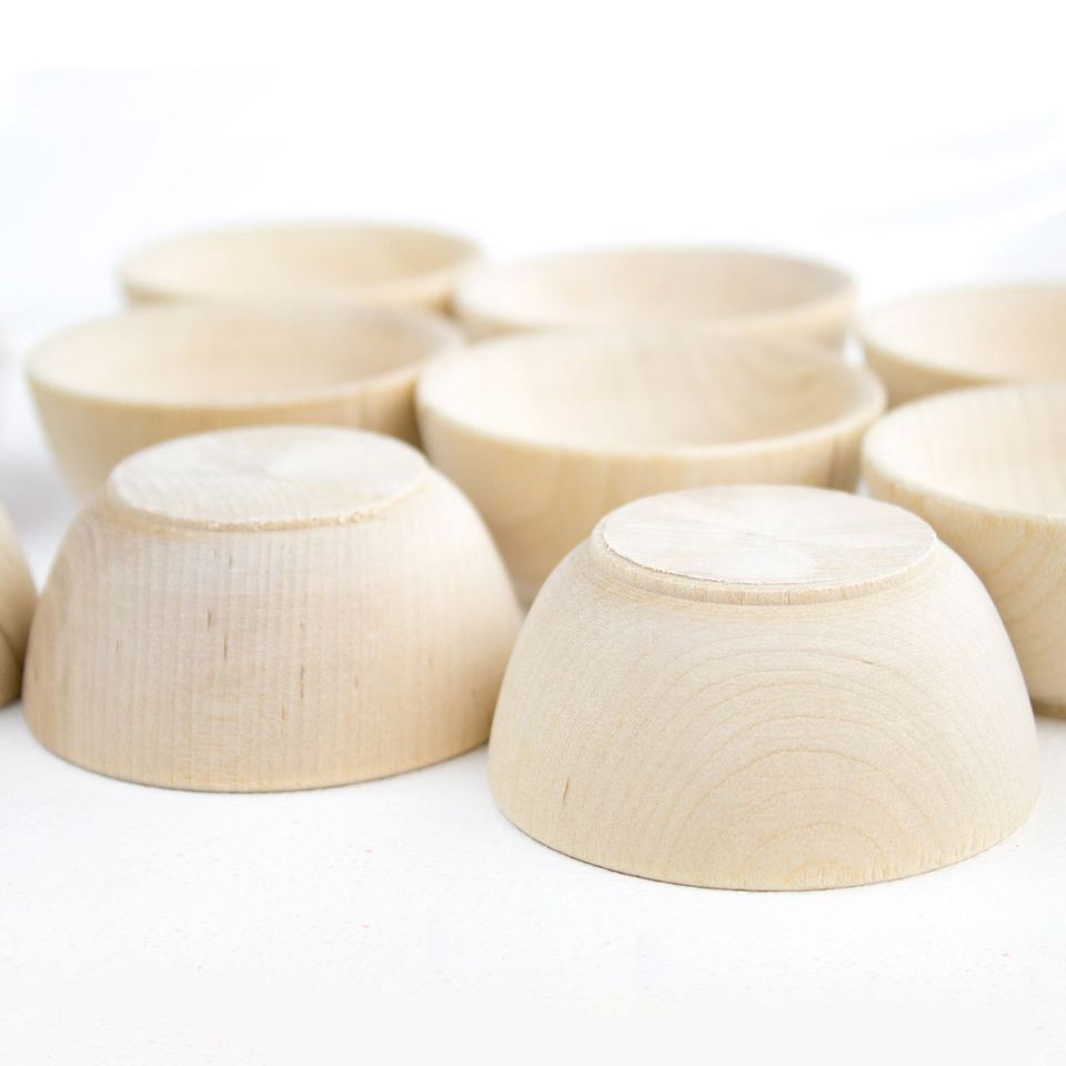 Set of 10 Small Wooden Bowls - Pinch Bowls, Condiment Cups, Salt Cellars