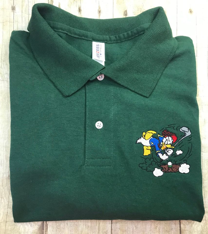 Donald Duck Golfing Embroidered Polo