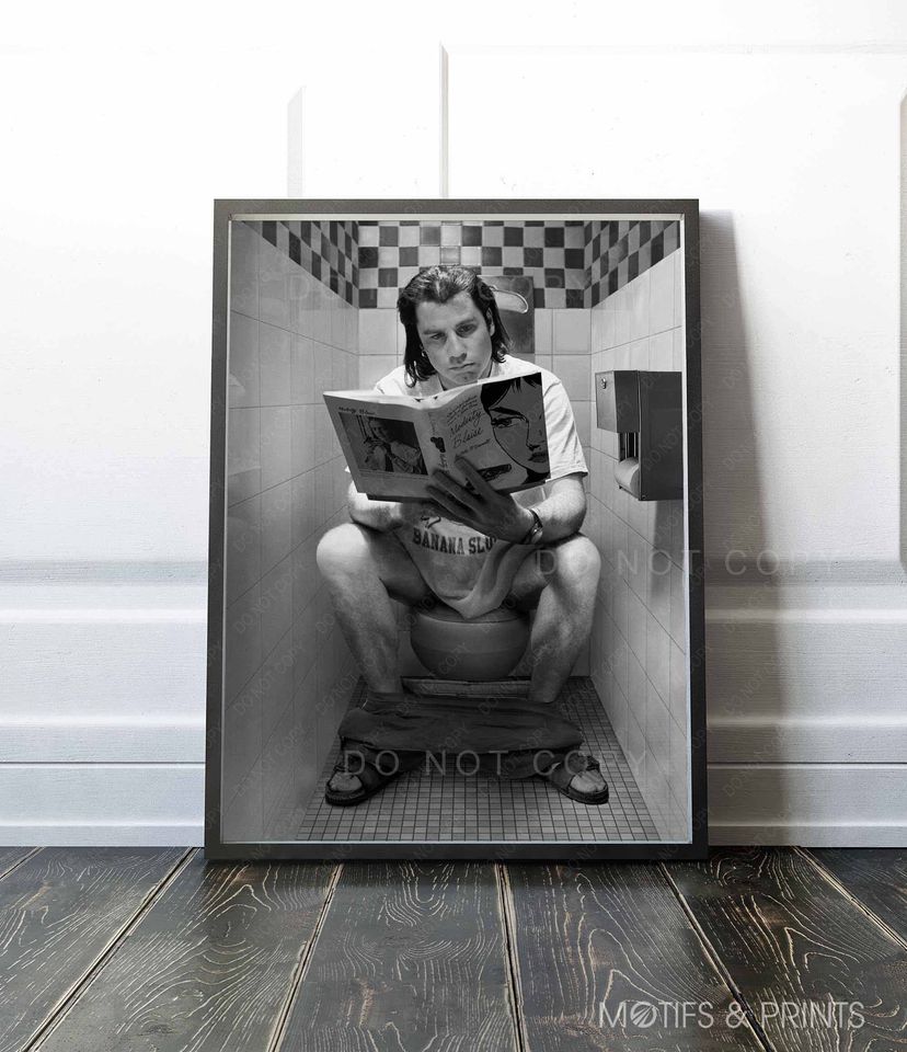 Pulp Fiction Poster, Toilet Scene John Travolta In 'Pulp Fiction' Poster