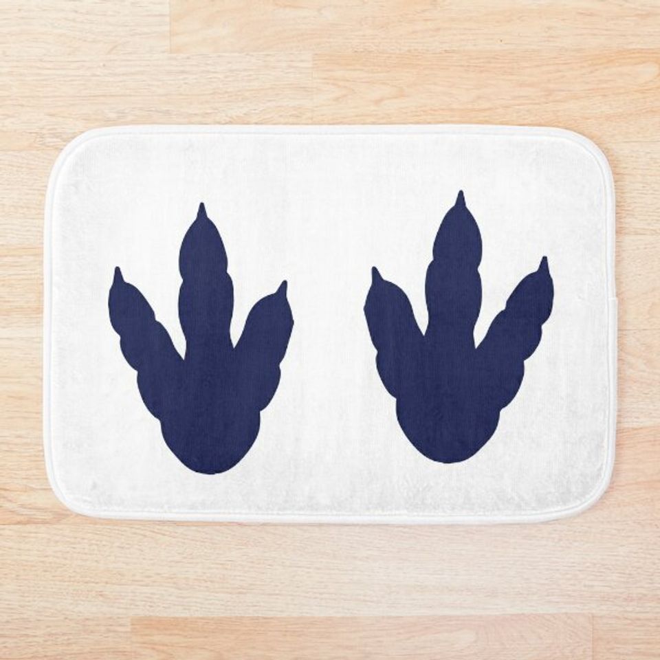 Dinosaur Feet | Dino Footprints | Navy Blue Bath Mat