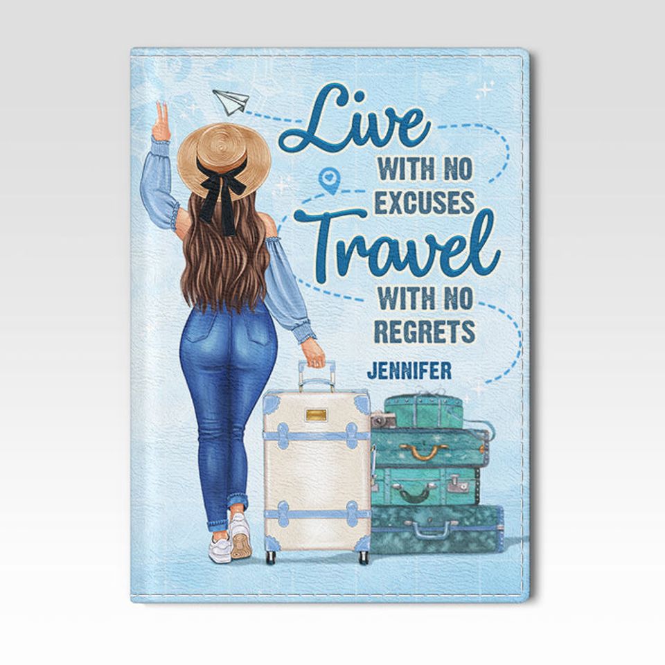 Travel With No Regrets - Personalized Passport Cover, Passport Holder