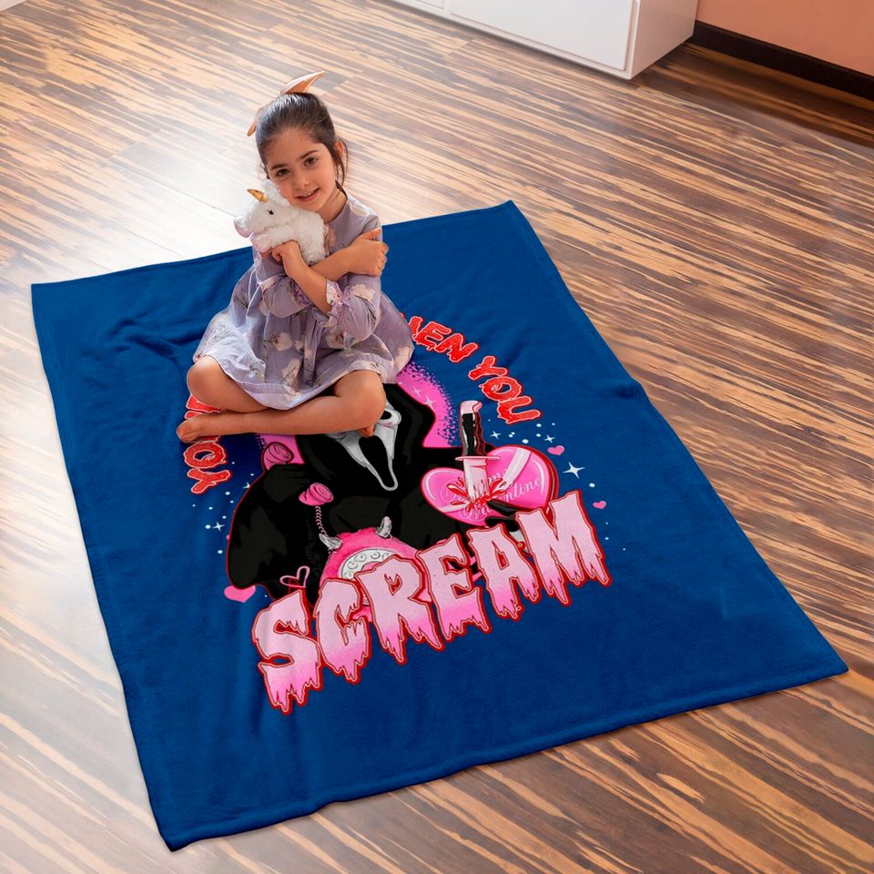 Horror Valentine Baby Blankets, You're Cute When You Scream Baby Blankets, Ghostface Horror Character Graphics Baby Blankets