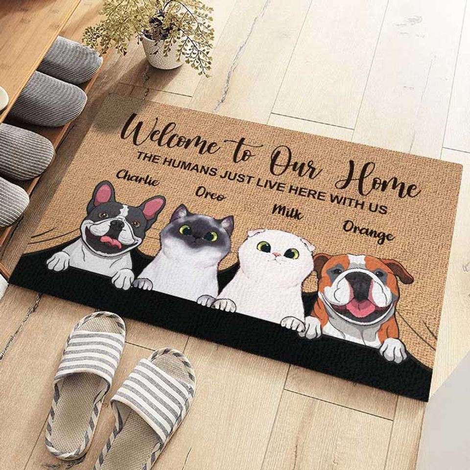 Welcome To The Pet Home - Funny Personalized Pet Decorative Mat, Doormat