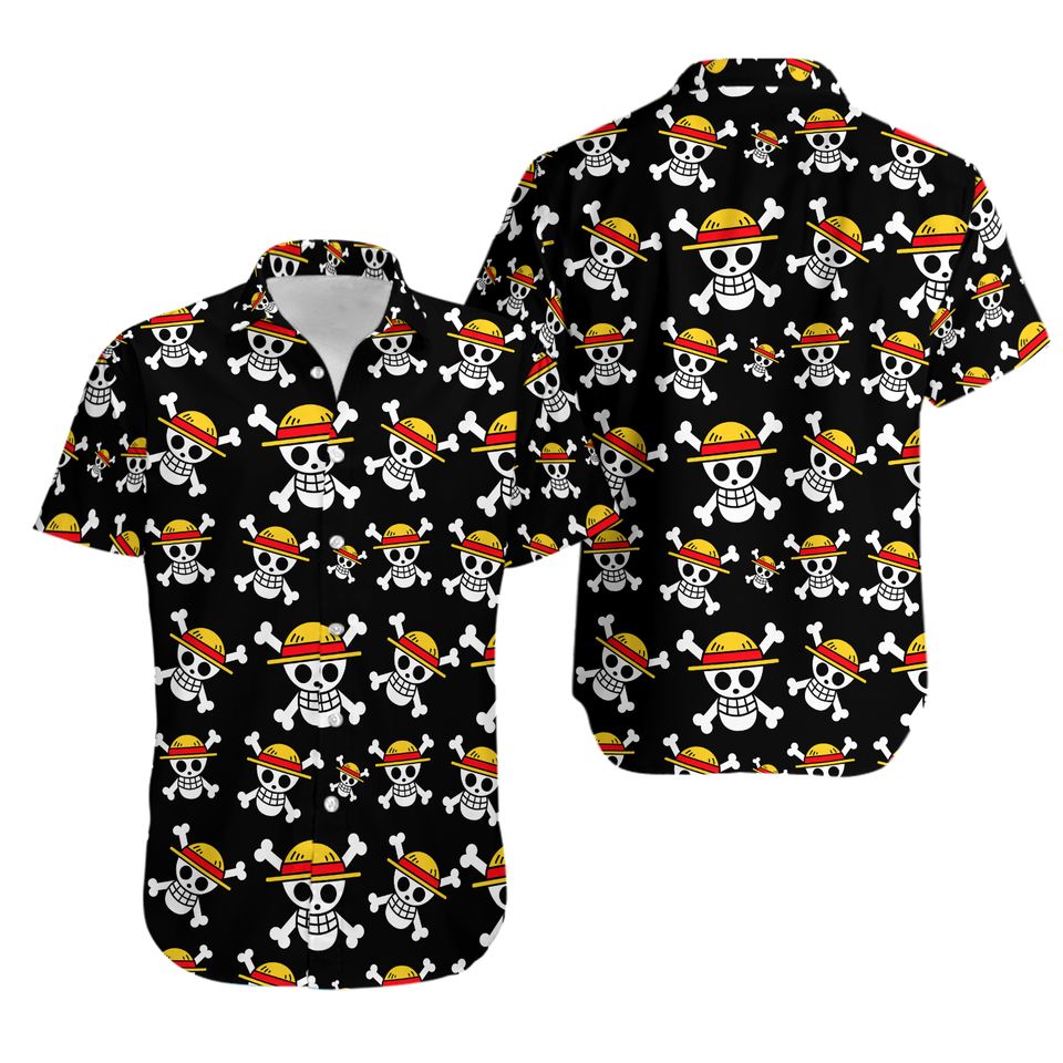 Luffy One Piece Button Up Hawaiian Shirt, Hawaiian Shirts for men, Holiday Shirts