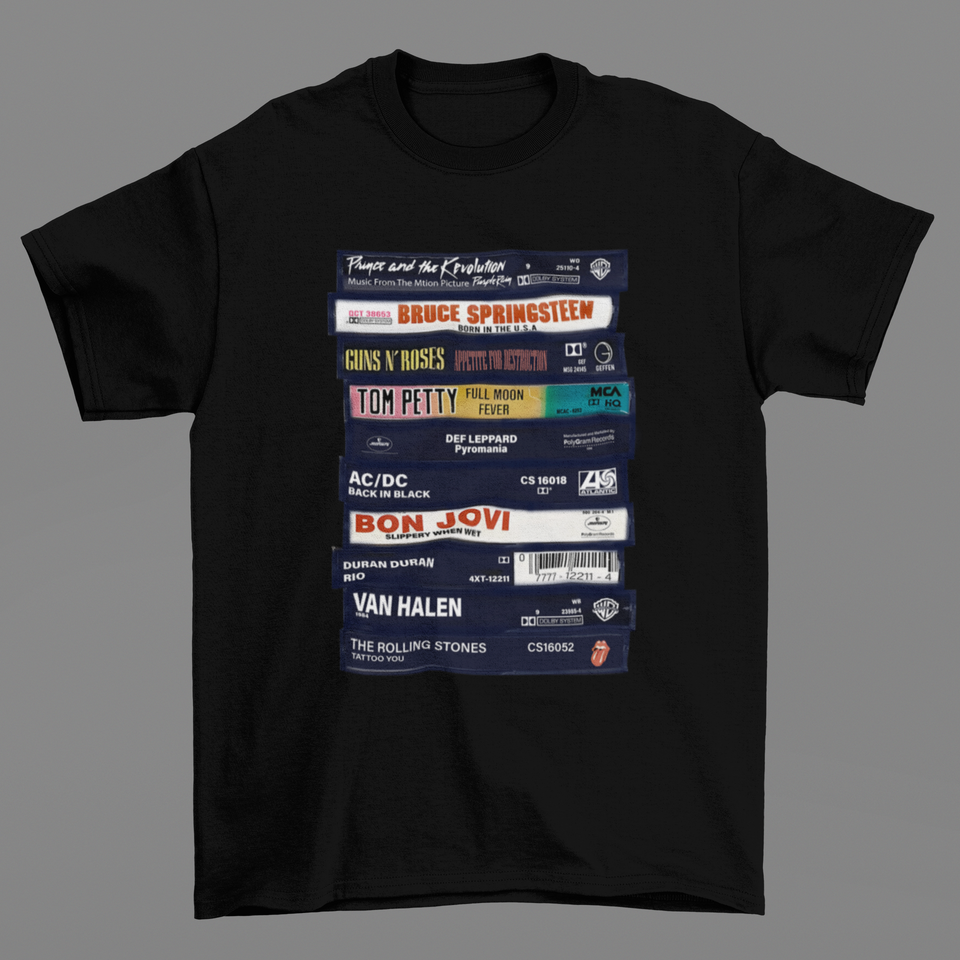 Rock Cassettes Tape Printed T-Shirt, Rock Bands Shirt