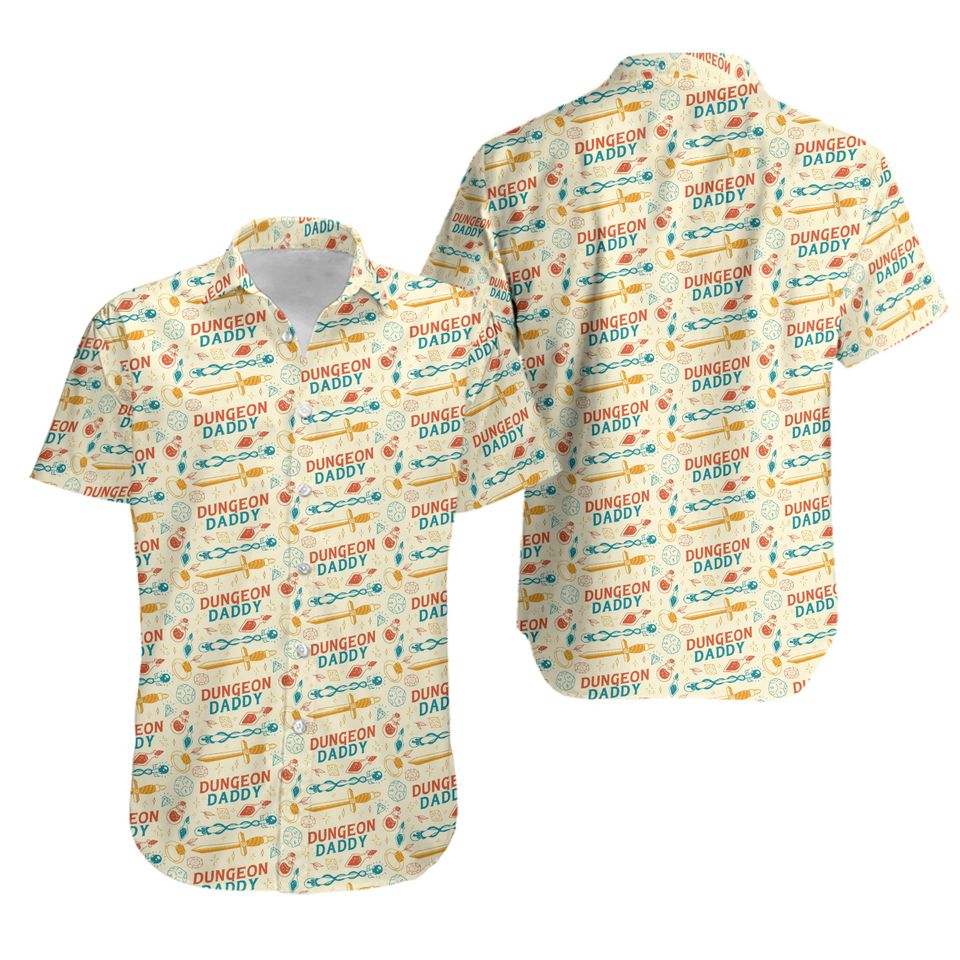 Dungeon Daddy Shirt, Dnd Hawaiian Shirt, Dnd Dad Button Shirt