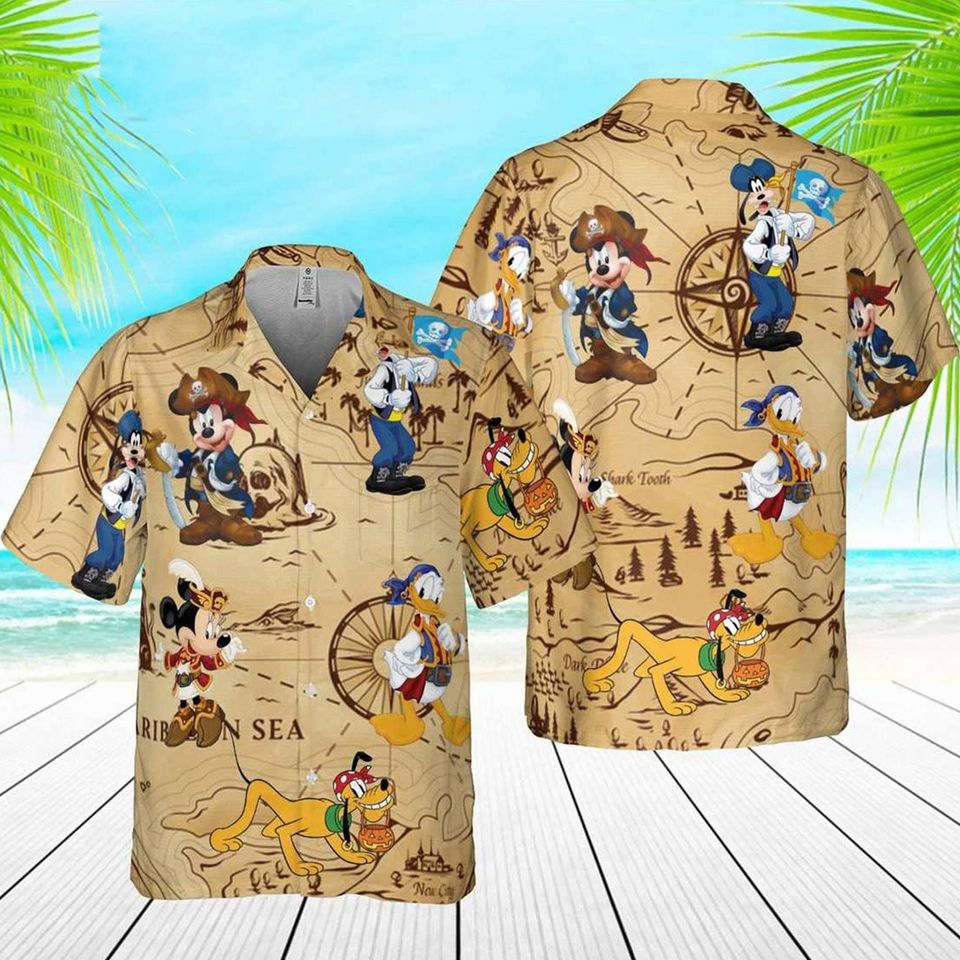 Disney Mickey Adventure Hawaiian Shirt, Mickey Pirates Button Up Shirt