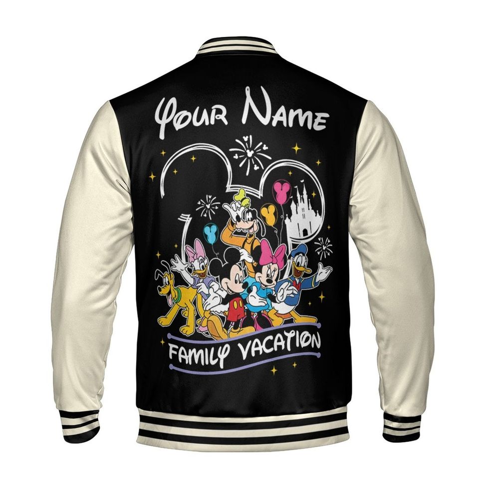 Custom Disney Trip Vacation Varsity Jacket, Matching Baseball Team Outfit, Disney Baseball Jacket