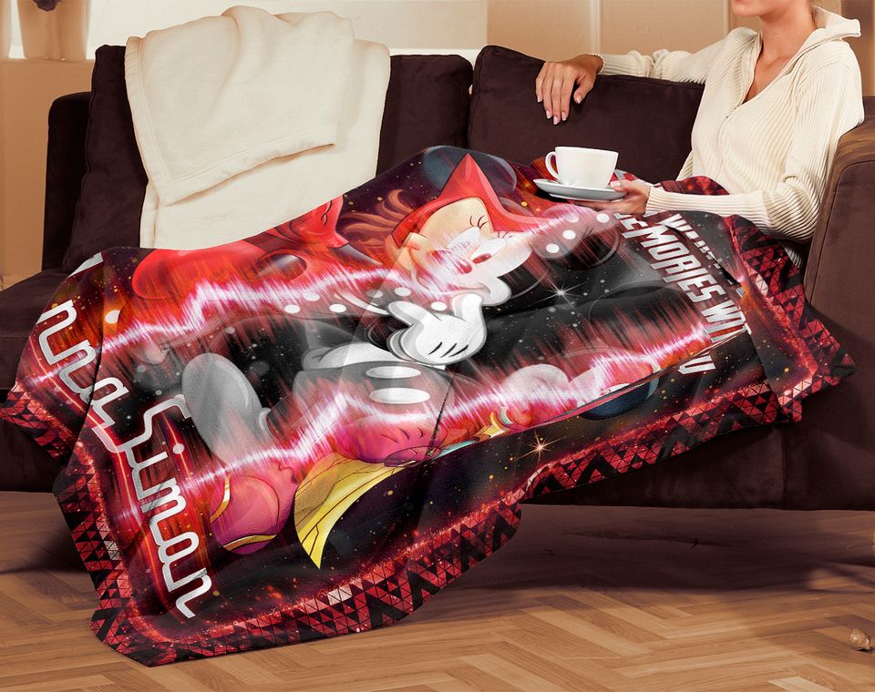 Custom Name Disney LOVE Mickey Mouse Blanket, WandaVision Blanket 3
