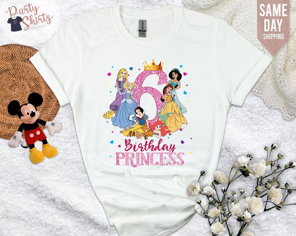 Disney Princess Shirt, Disney Birthday Princess Shirt for Girls, Matching Disney Birthday Squad Shirt